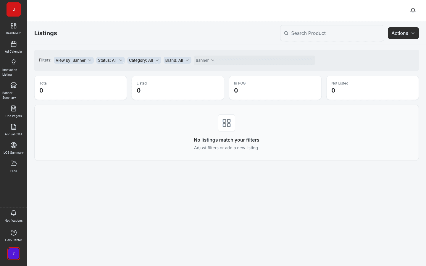 Product Listings screenshot